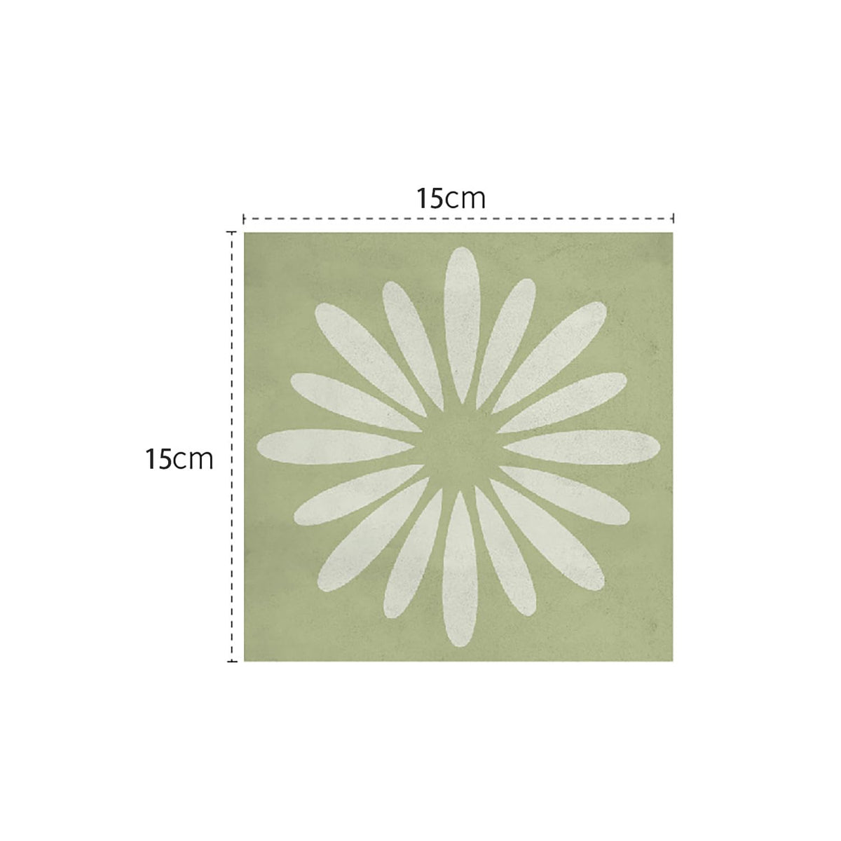 Alwayspon 25PCs Peel and Stick Tile Transfer Stickers, Green White Floral Tile Decal Self-Adhesive Vinyl Backsplash Stick on Tiles for Kitchen Bathroom, 15cm/6inch