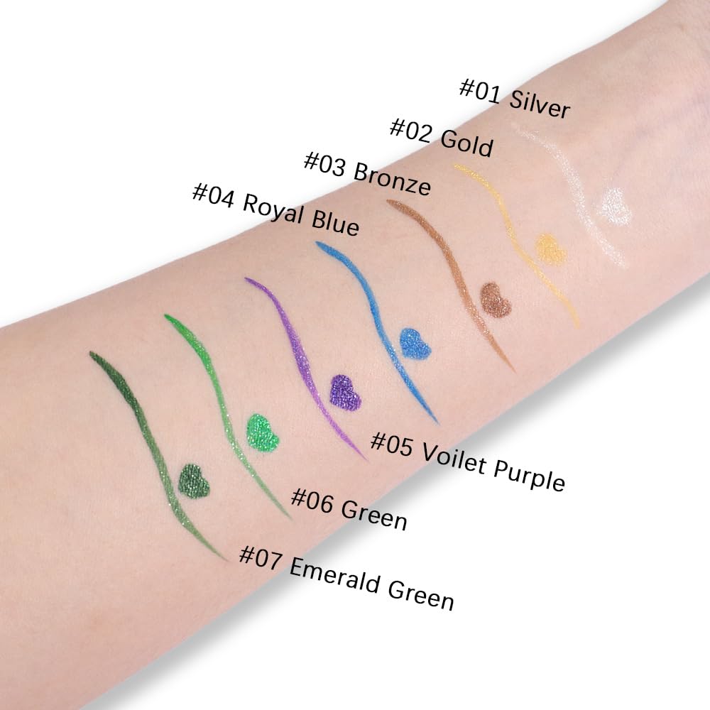 Dark Blue Metallic Glitter Liquid Eyeliner Pen – Long-Lasting Sparkly Waterproof Eyeliner for Women & Men – Tattoo-Effect Eye Makeup for Parties – Delineador Líquido con Brillo 04