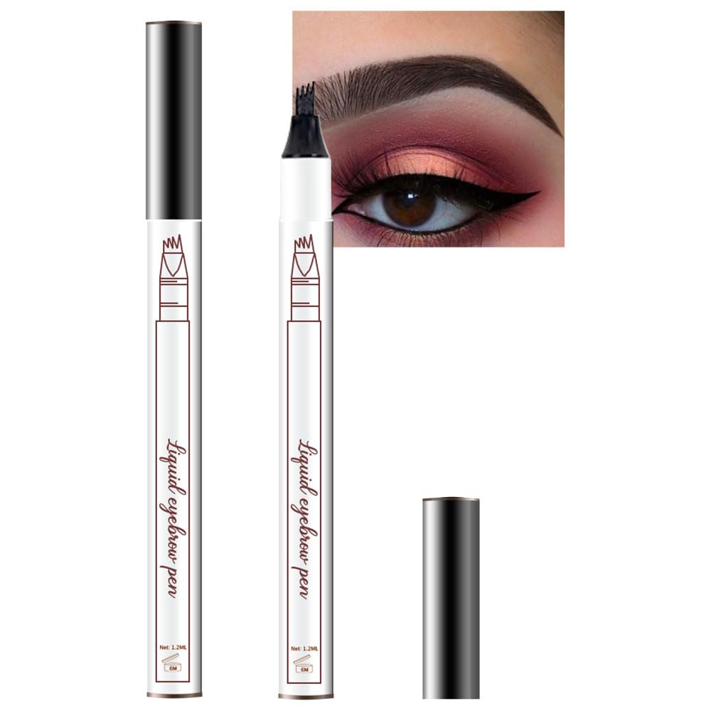 Eyebrow Ink Pencil by Brow Stylist -Micro 4 Point Brow Pen Lift & Snatch Eyebrow Pen Kits with 3 Eyebrow Stencil Long-Lasting Waterproof Natural Eyebrow Hair (1Pc 04# black)