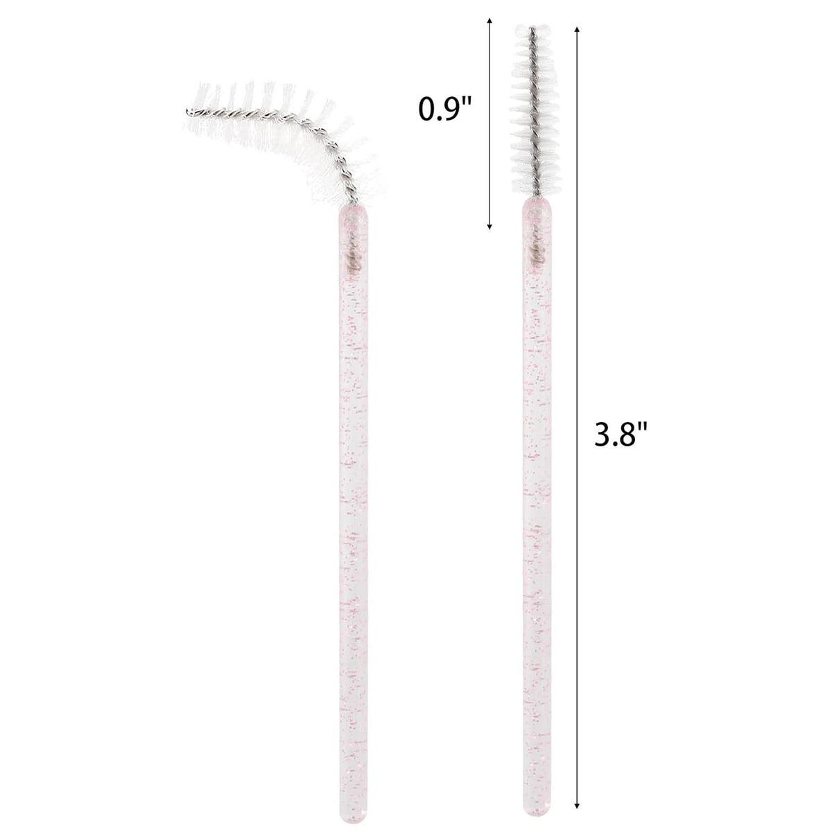 Tbestmax 300 Pcs Disposable Spoolies, Mascara Wand Eyelashes Brushes Applicator for Eyebrow Eye Lash Extension Pink Stick White Head