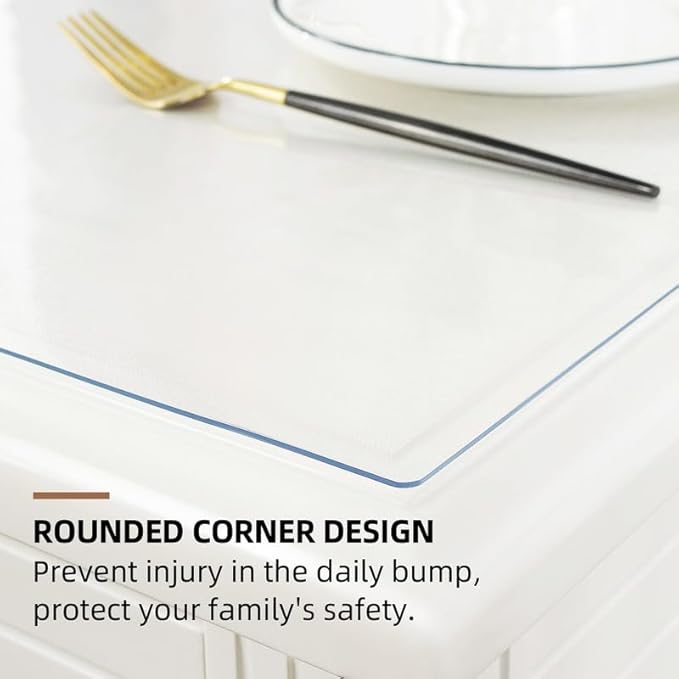Warmstar Clear Table Cover Protector 20 x 36 Inch,1.5mm Thick Plastic Table Cover Rectangle,PVC Clear Table Protector,Desk Protector Mat for Kitchen, Dresser, Writing Desk，Dining Room Table
