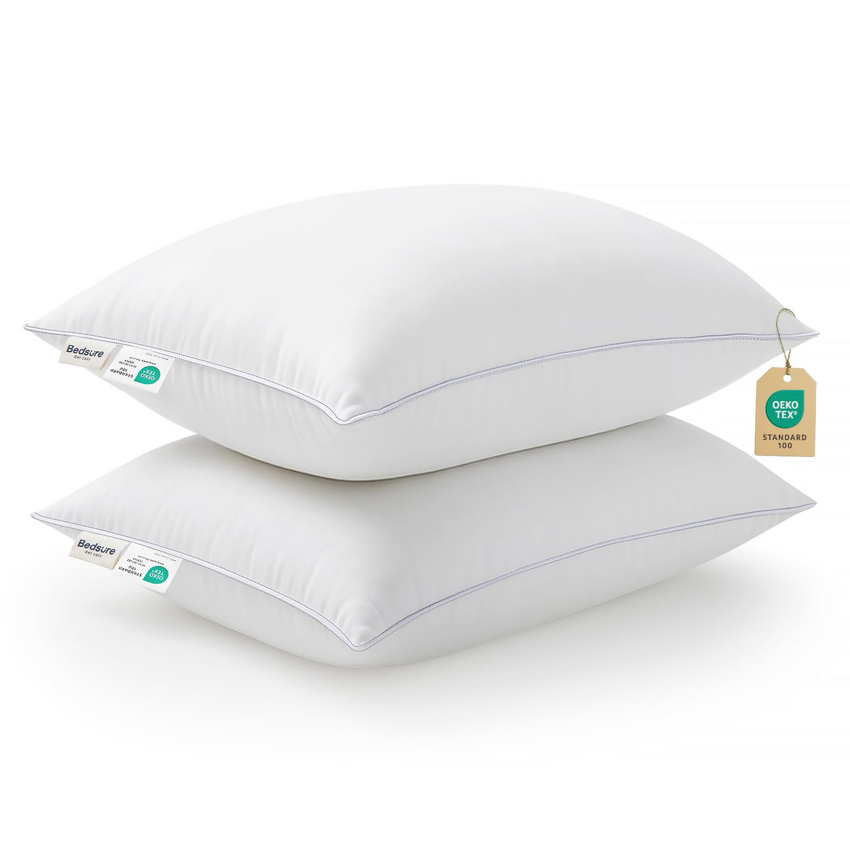 Bedsure Queen Pillows Set of 2, Prewashed Ultra-Soft Bed Pillows, Hotel Luxury Down Alternative Filling, Breathable & Fluffy for Back, Side, Stomach Sleepers