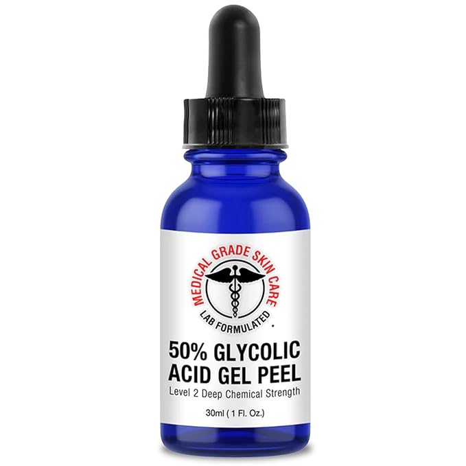 Glycolic Acid 50% Gel - Face Peel Mask for Exfoliate, Acne Blemishes, Fine Lines, Wrinkles, Dark Spots & Dead Skin Cells - 1 Fl Oz