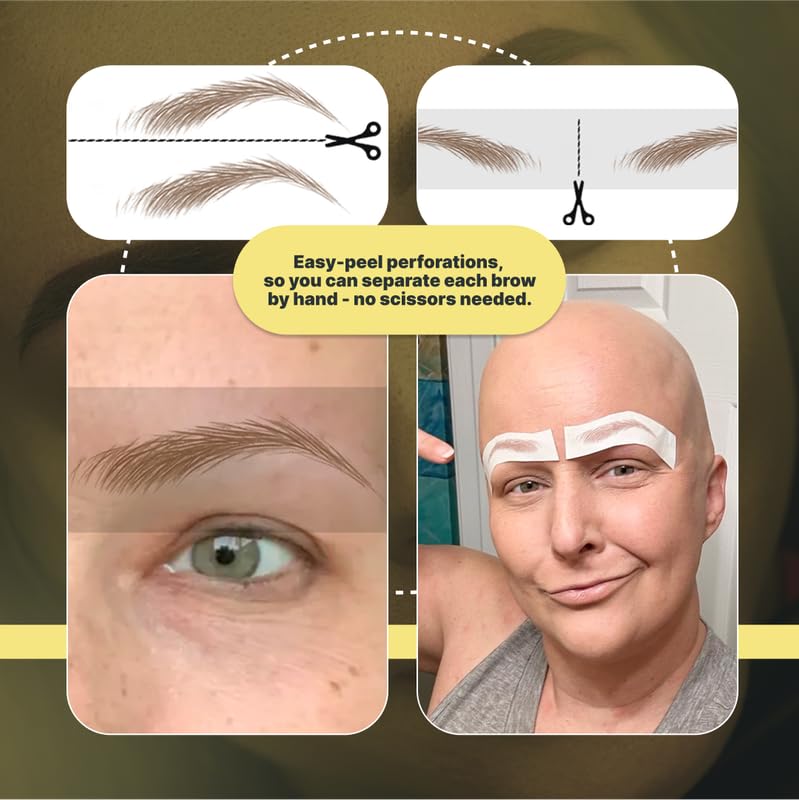 50 Pairs Medium Brown Temporary Eyebrow Tattoos, Waterproof and Smudge-Proof Medium Sassy Swerve Style Realistic Eyebrow Stickers for Women, Easy to Apply, Won't Work on Existing Brows
