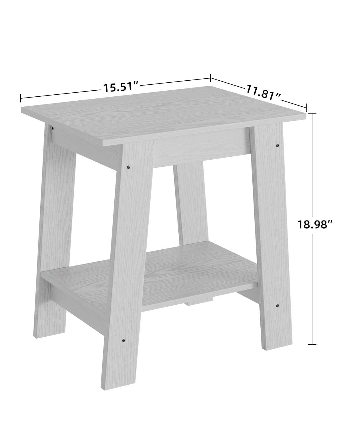 GarveeHome Side Table, Rustic Farmhouse End Table with 2 Tier Storage Shelf, Narrow Night Stand, Small Center Table, Accent Table, Minimalist End Table for Living Room, Bedroom, White