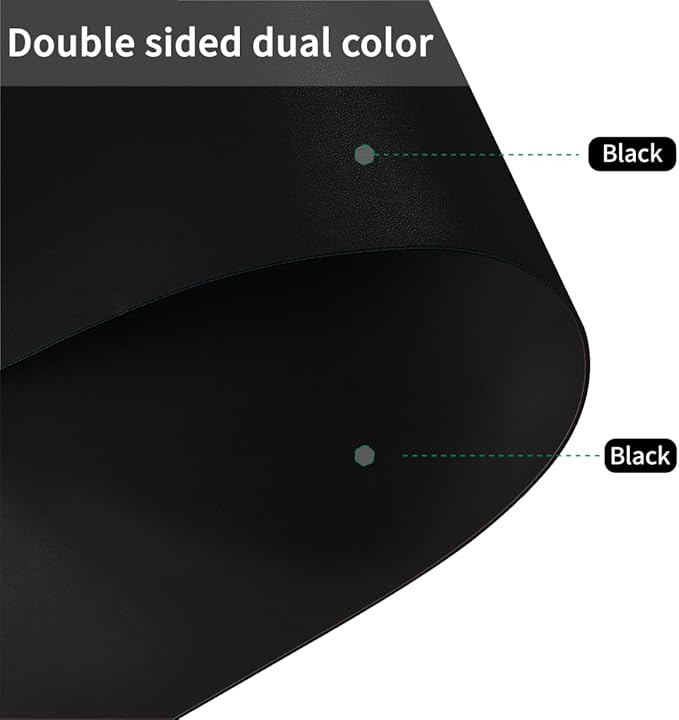 Leather Table Pad - 42x64 Inch Waterproof Easy to Clean Can Conceal Flaws Protector The Table Top from Scratches Used for Dining (Black+Black 42x64)