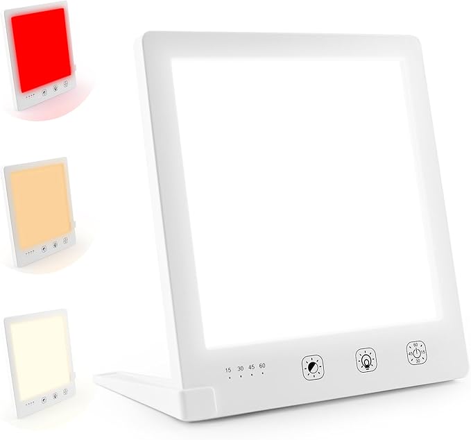 Light Therapy Lamp and Red Light Therapy for Face, UV-Free Sun Lamp with 660nm Red Light and 12000 Lux Bright White Light, Detachable Stand for Boosting Mood & Improving Skin Heal-th.