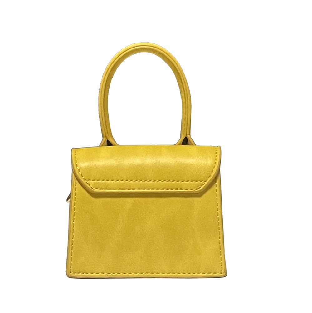 Cute Purse Mini Crossbody Bags for Women Top Handle Clutch Handbag (Yellow)