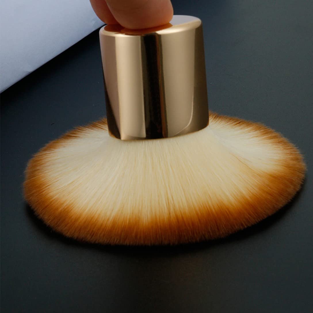 RN BEAUTY 2 Pieces Kabuki Brushes Powder Brush Blush Brush Foundation Brush Bronzer Brush Face Blender Brush Mineral Blending Buffing Concealer Brush Multifunction Cosmetic Tools Portable Makeup Brush (Golden)
