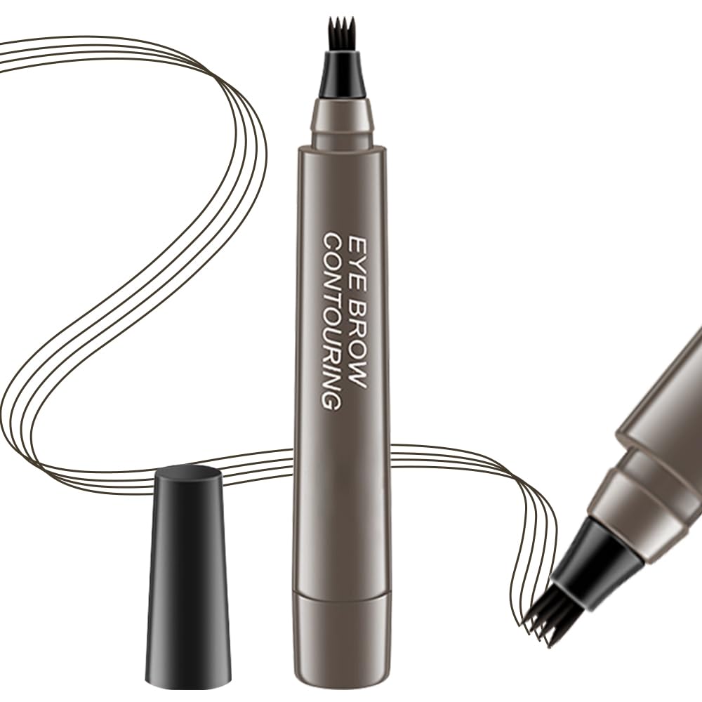 Eyebrow Ink Pencil by Brow Stylist -Micro 4 Point Brow Pen Lift & Snatch Eyebrow Pen Kits,Long-Lasting Waterproof Natural Eyebrow Hair (B-1Pc 04# Gray)
