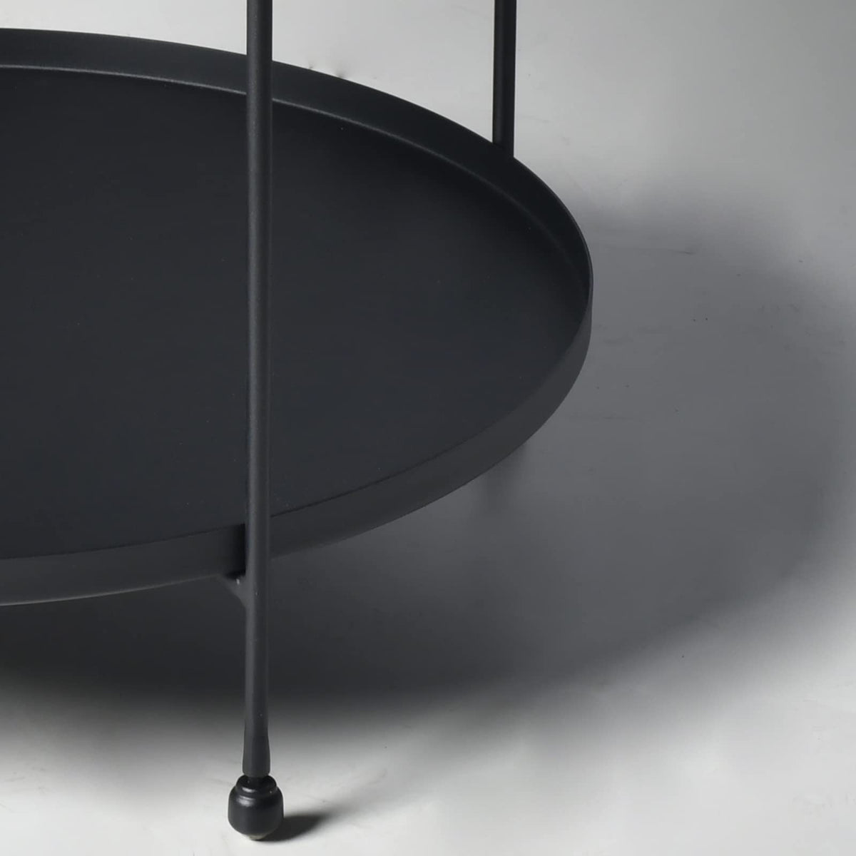 Lisuden Modern Metal End Table, Round Side Table Indoor/Outdoor, Living Room Small Coffee Table (Black, 2-Tier 23.6")