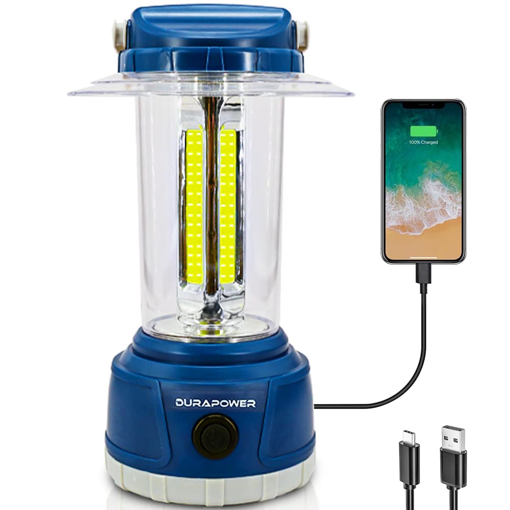 Durapower LED Camping Lantern Rechargeable, Bright 2000 Lumen, 5 Modes, 4000 mAh Power Bank, IP44 Waterproof Lantern for Hurricane, Emergency, Power Outages, Home