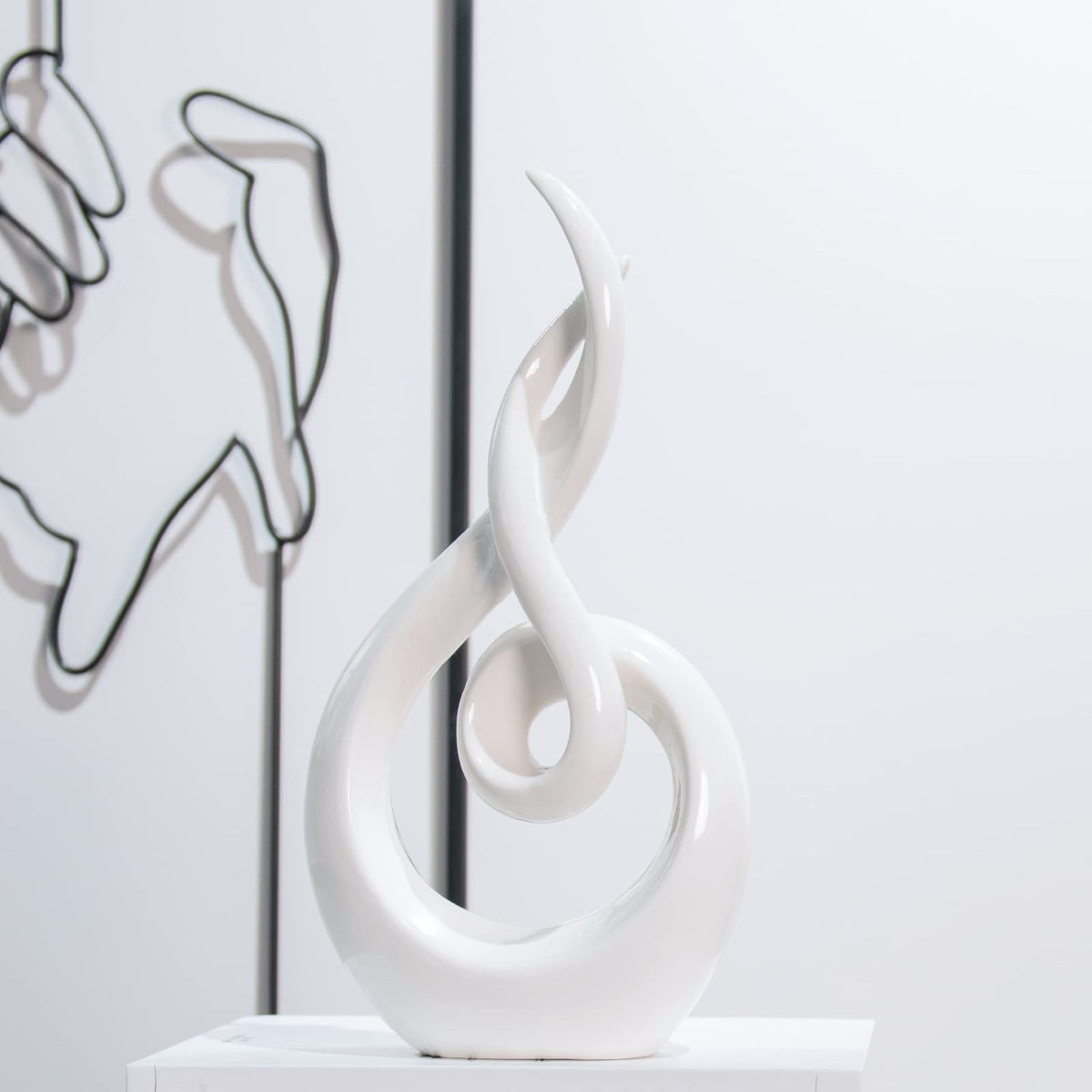 LC LCdecohome Modern Abstract Art Table Decoration - Ceramic Statue Modern White Ornaments for Living Room Great Gift Idea Home Décor 5 * 2.5 * 10.5 inch Gift Box Included
