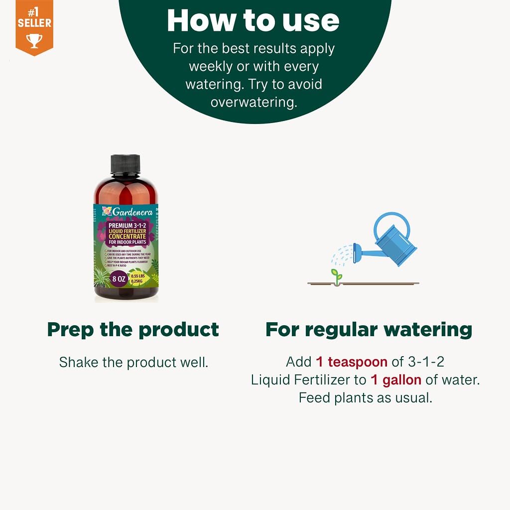 Gardenera Premium Liquid Hoya Fertilizer - 3-1-2 Concentrate for Indoor Plants and Flowers - Organic Plant Food - 32oz