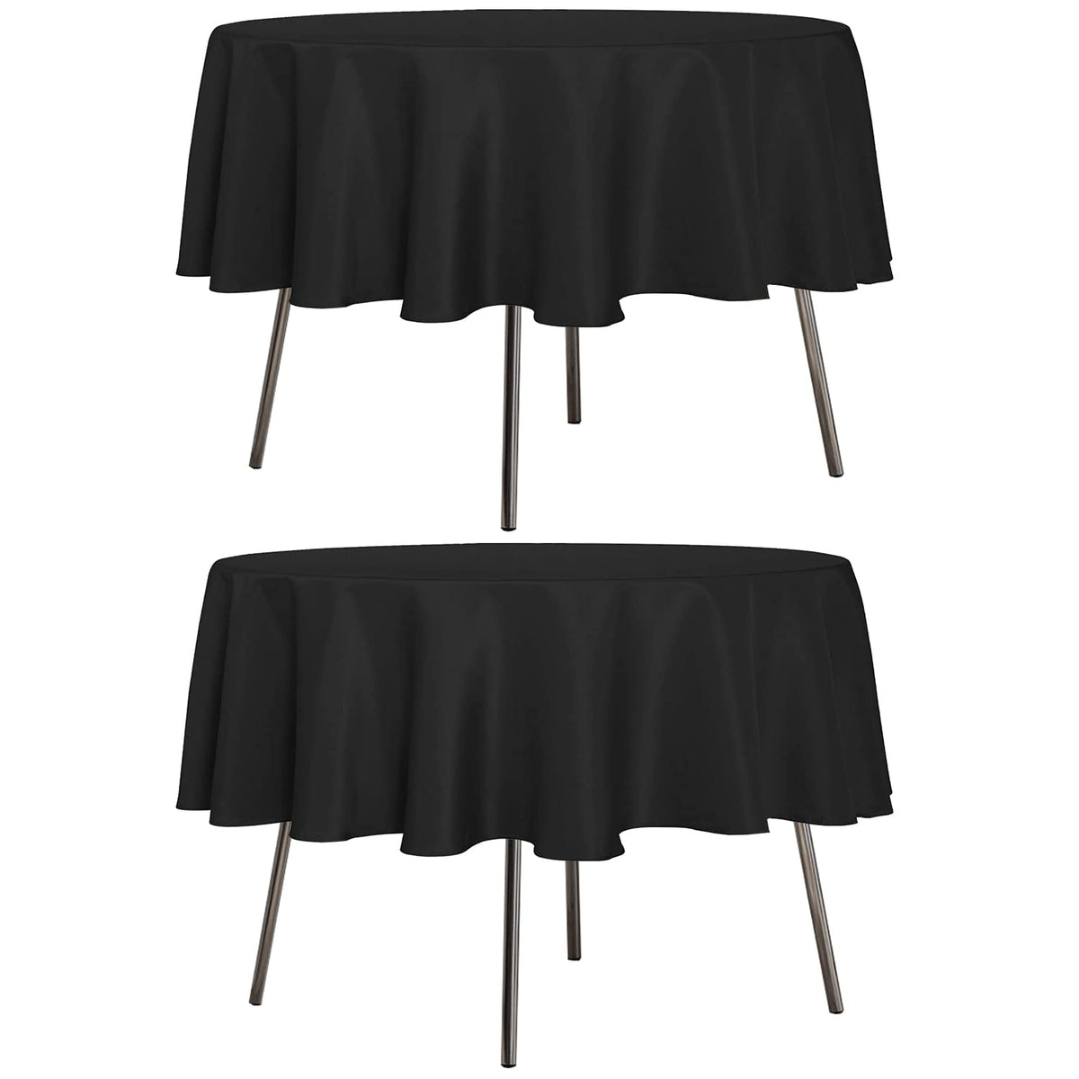 sancua 2 Pack Round Tablecloth 60 Inch Black, Stain and Wrinkle Resistant Table Cloth - Washable Polyester Table Cover for Dining Tables, Buffet Parties and Camping