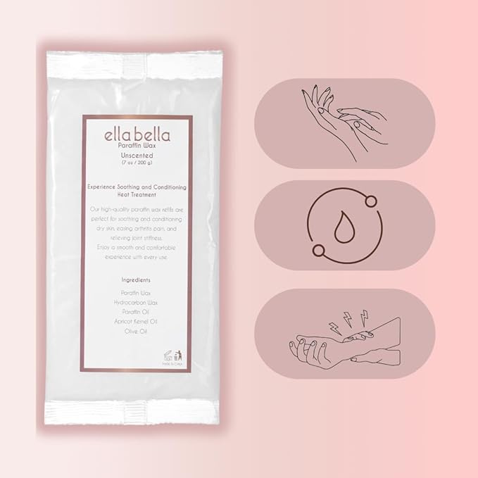 ELLA BELLA® Paraffin Wax Refill Unscented • Therapeutic Hand & Foot Wax for Paraffin Bath • Deep Moisturizing & Soothing Relief • Compatible with our Wax Machine
