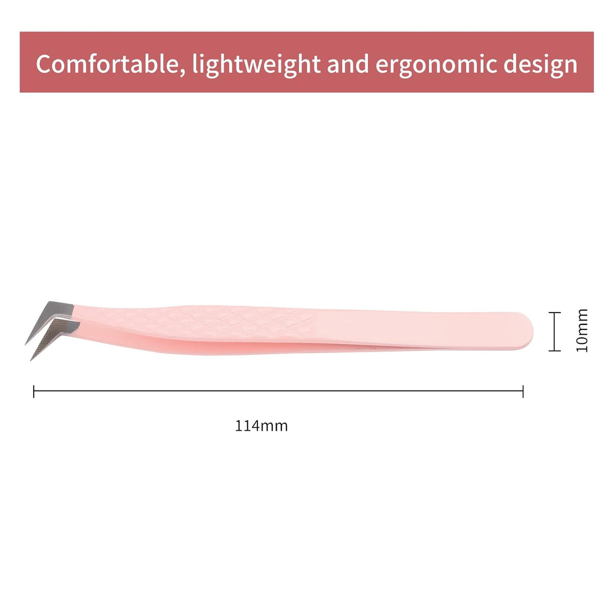 Lash Extension Tweezers Fiber Tips Volume Lash Tweezers Curved Precision Pink Eyelash Tweezers 90 Degree Angle Boot Great for Larger Fans Eyelash Extension Tweezers Professional