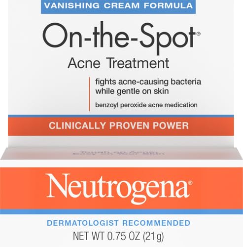 Neutrogena On-The-Spot Acne Treatment Gel with Benzoyl Peroxide - Gentle Face Acne Medicine for Acne Prone Skin, 0.75 oz (Pack of 2)