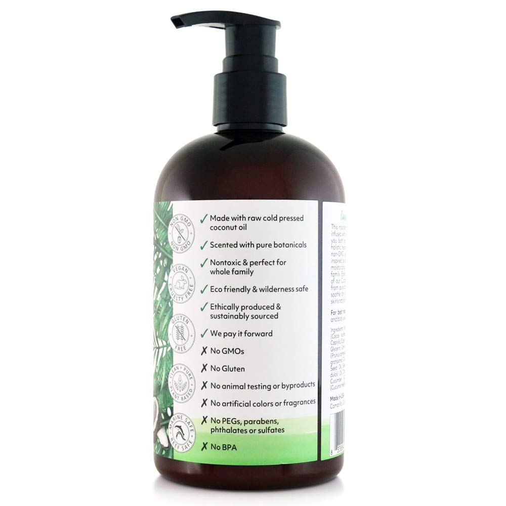 Coco Fiji Face & Body Lotion Infused With Coconut Oil | Lotion for Dry Skin | Moisturizer Face Cream & Massage Lotion for Women & Men | Cucumber Melon 12 oz, Pack of 3
