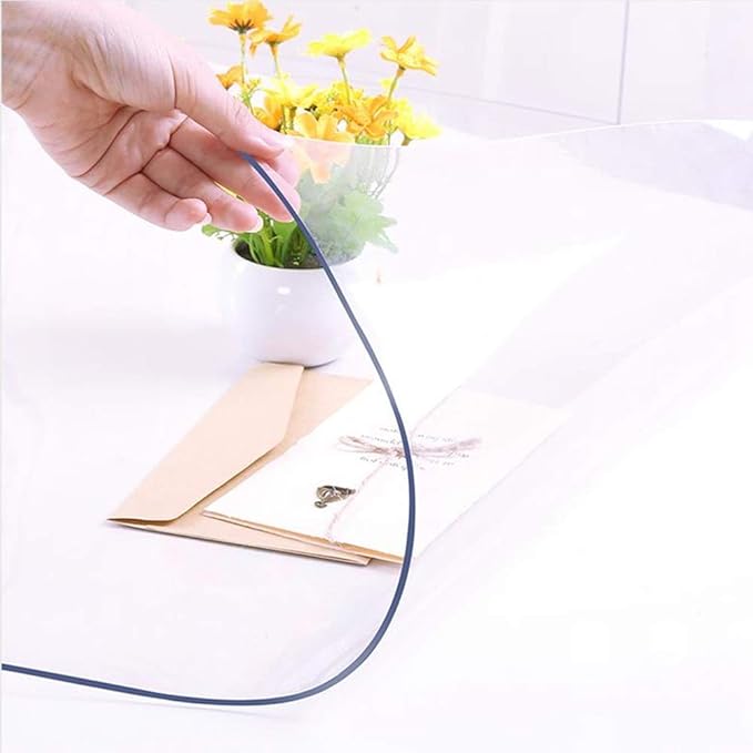 NECAUX Custom 12 x 28 Inch Clear Desk Cover Protector, 1.5mm Thick Plastic Desk Pad Mat, Table Cover Tablecloth Protector for Office Computer Writing Desk, Side Table, End Table, Night Stand, Dresser