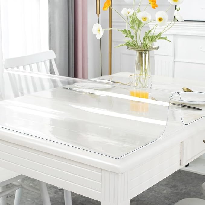 Warmstar Clear Table Cover Protector 16 x 72 Inch,1.5mm Thick Plastic Table Cover Rectangle,PVC Clear Table Protector,Desk Protector Mat for Kitchen, Dresser, Writing Desk，Dining Room Table