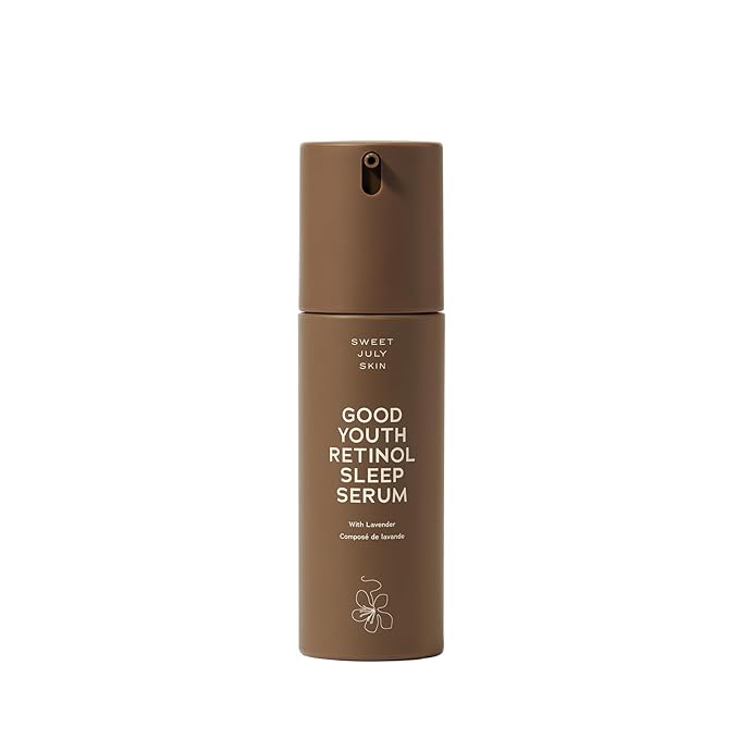 SWEET JULY SKIN Good Youth Retinol Sleep Serum, Lavender,Retinol, Lactic Acid, Turmeric Root Oil, Gently Reset & Renew, Hydrating, Clean & Fragrance Free 1 Fl oz