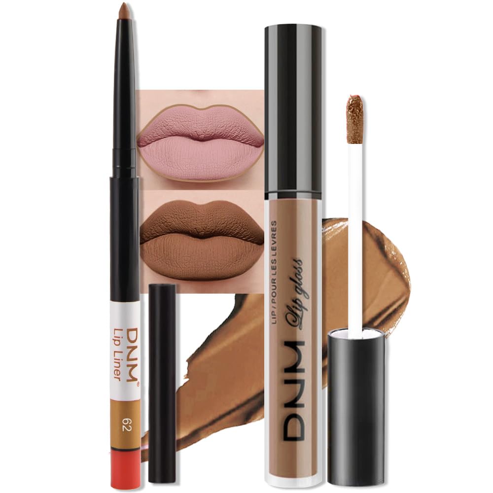 evpct 2Pcs Nude Matte Lip Liner and Lipstick Combo Set for Women, Nude Lip Combo Set Liquid Lips Stick Gloss and Lipliner Stains Set Long Lasting Waterproof, Lips Makeup 24 Hours labiales originales