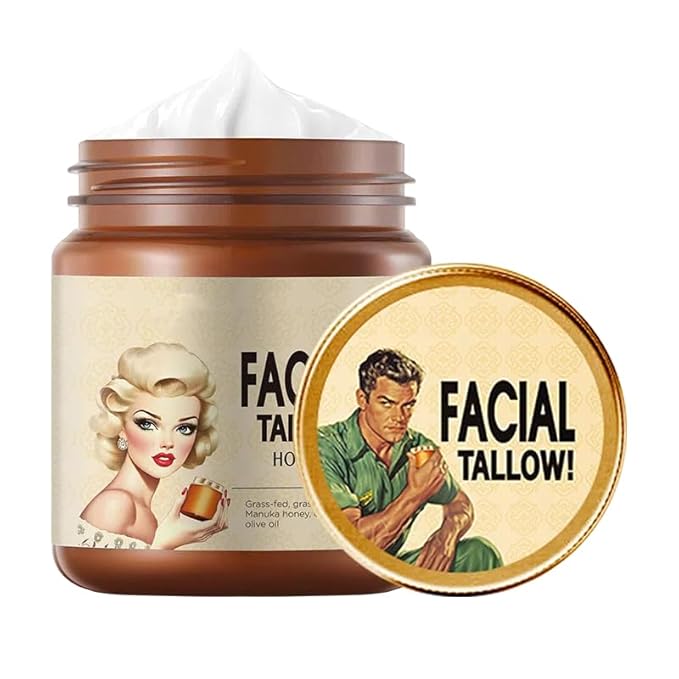 Beef Tallow for Skin, Grass Fed Beef Tallow Honey Balm Natural Organic Beef Tallow for Face Deeply Moisturizer For Body & Dry Skin（3.71Oz）
