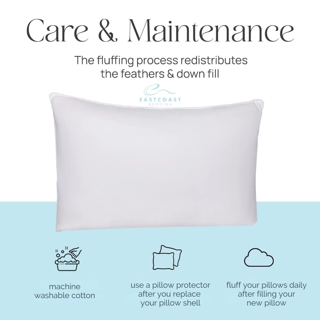 East Coast Bedding | 100% Cotton Replacement Pillow Shell | DIY Pillow Casing | Empty Cover for Custom Filling | Sew-to Close Design | 250TC, 16x16 inch, Solid White