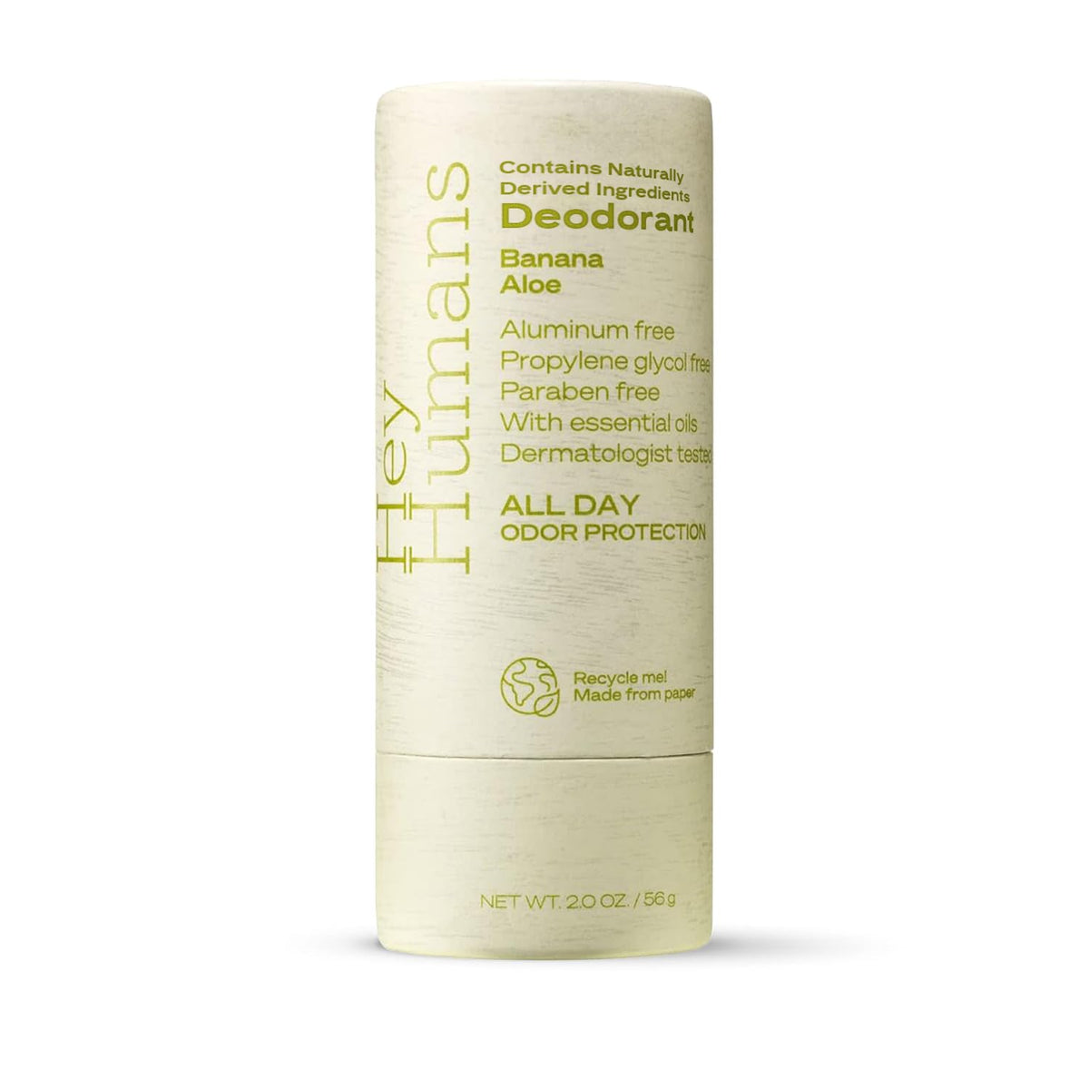 Hey Humans Deodorant, Aluminum Free Deodorant for Women and Men, Contains Naturally Derived Ingredients, All Day Odor Control, Refreshing Deodorant Essential Oils, Banana Aloe