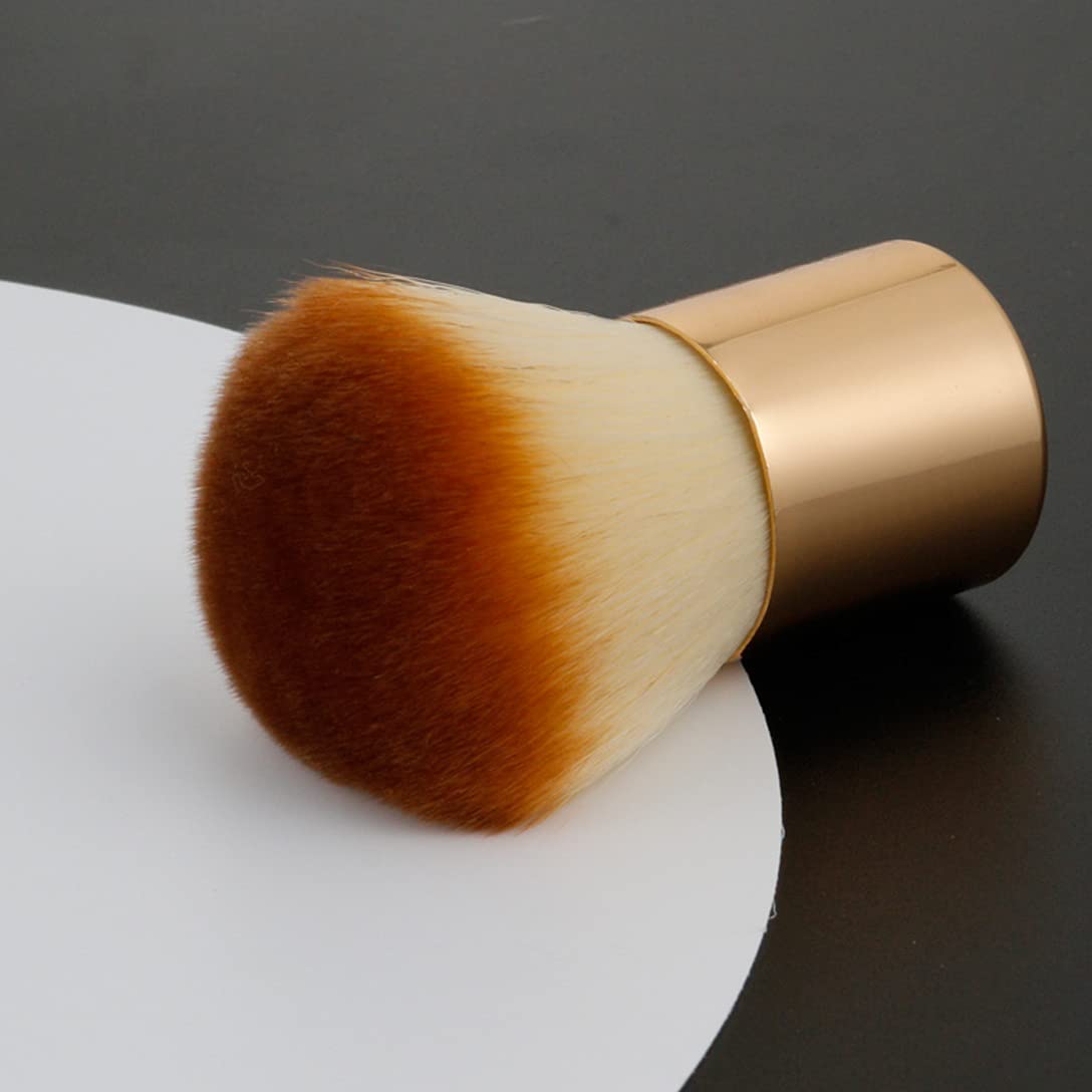 RN BEAUTY 2 Pieces Kabuki Brushes Powder Brush Blush Brush Foundation Brush Bronzer Brush Face Blender Brush Mineral Blending Buffing Concealer Brush Multifunction Cosmetic Tools Portable Makeup Brush (Golden)