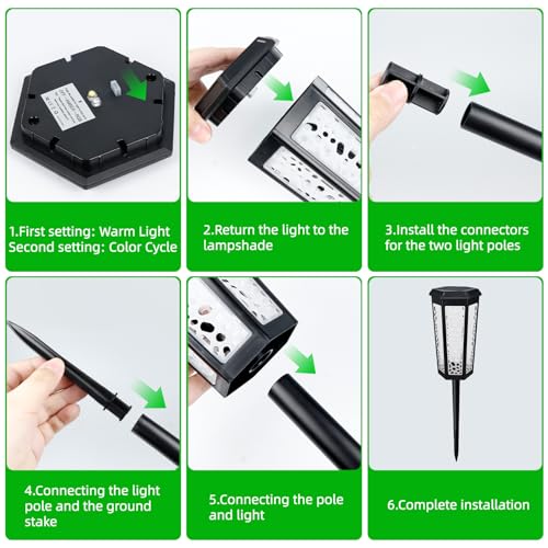 TITIMIO Solar Powered Pathway Landscape Lights 4 Pack, RGB Color Changing+Warm White Outdoor Waterproof Solar Yard Lights for Garden Sideway Outside, Patio, Path, Yard, Walkway, Driveway, 2 Modes