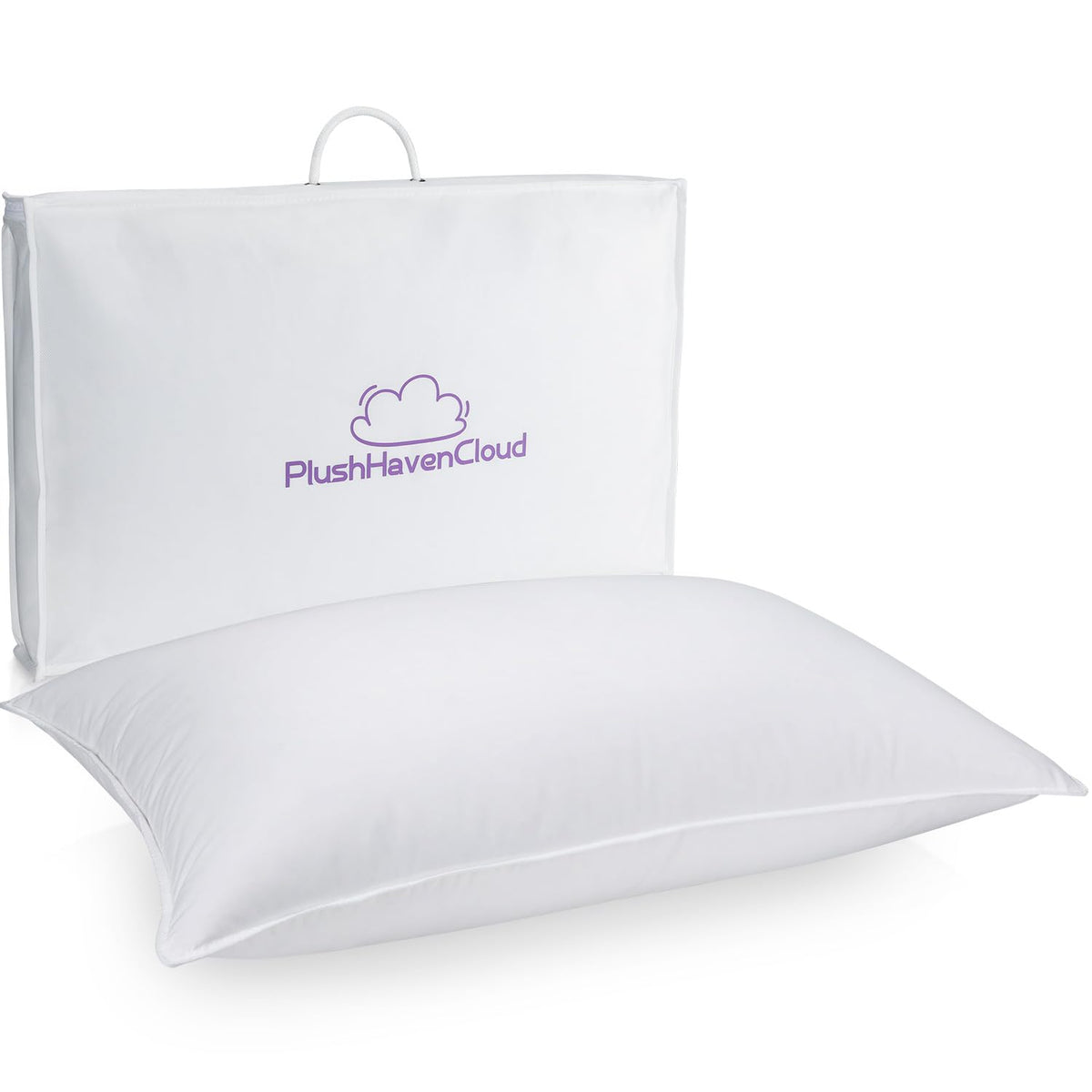 PlushHavenCloud White Goose Down Pillow Luxury Hotel Bed Pillow with 100% Natural 900+ Fill Power, Natural Goose Feather Pillow for Sleeping,700 Thread Count Cotton Shell, Queen Size- Medium, 1 Pack