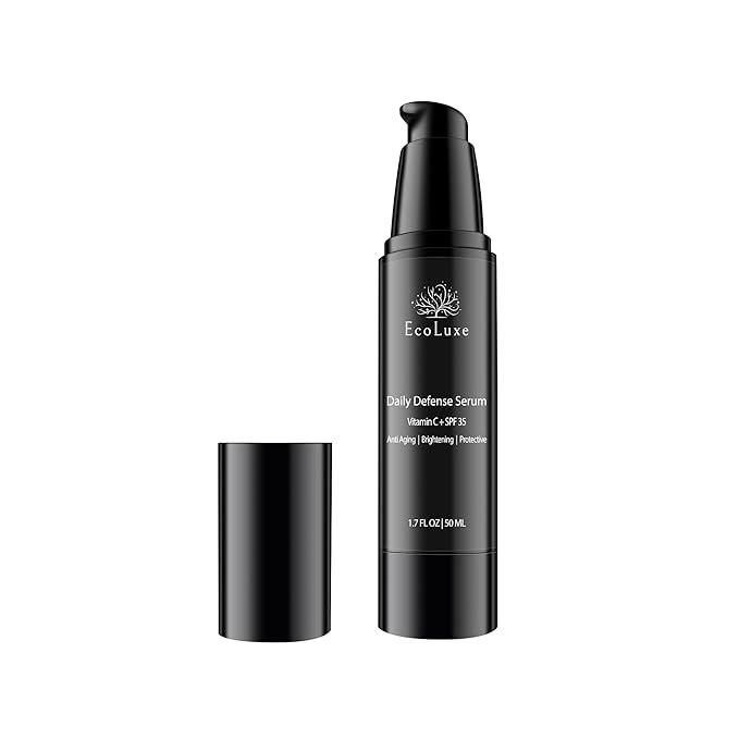 Vitamin C Serum with SPF 35 – Daily Defense Antioxidant Face Serum for Brightening, Anti-Aging & Sun Protection – Smooth, Even Tone
