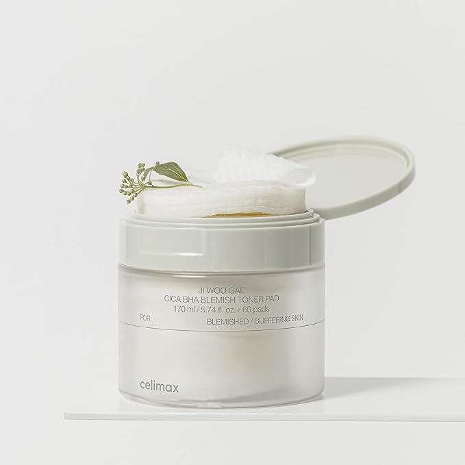 celimax Ji.Woo.Gae Heartleaf BHA Peeling Pad(60 pads) + Ji.Woo.Gae Cica BHA Blemish Toner Pad (60 Pads) Bundle