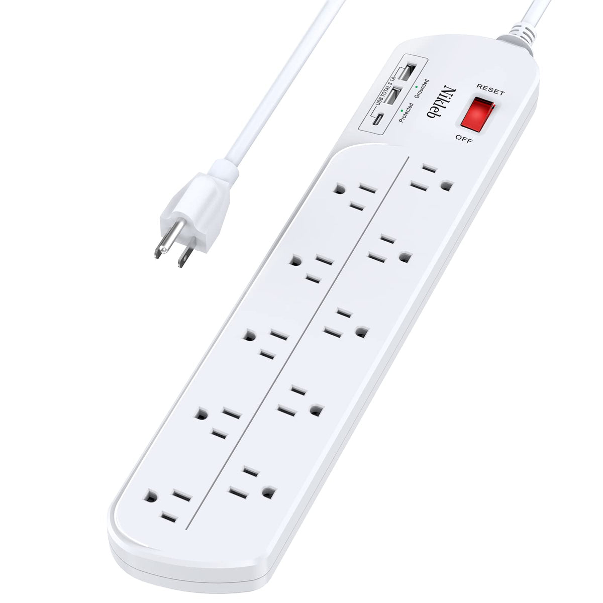 Power Strip 23 in 1, 20 Outlets Surge Protector Wall Mount with 2 USB+1 USB C Ports, Multi Plug Extension Cord 6ft Heavy Duty, Accessories for Gaming, Studio, Home, Office, Desk Organizers