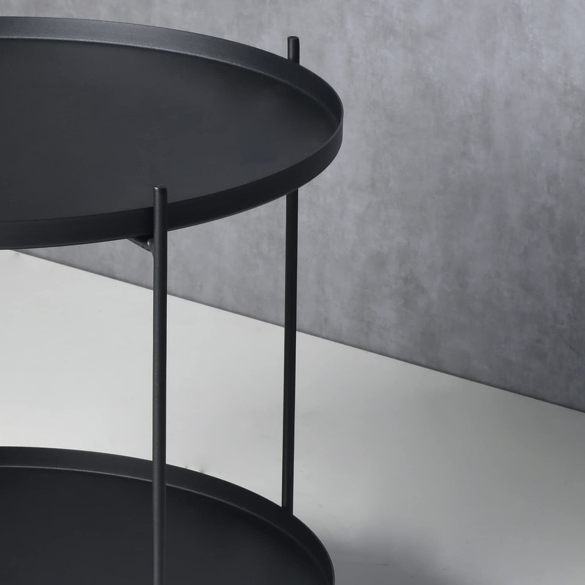 Lisuden Modern Metal End Table, Round Side Table Indoor/Outdoor, Living Room Small Coffee Table (Black, 2-Tier 23.6")