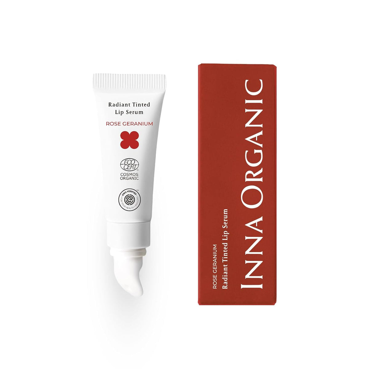 INNA ORGANIC Tinted Lip Serum, Moisturizing, Healing, Light Rosy color, 100% vegan, EWG & COSMOS Certified| Rose Geranium Essential Oils Infused Skincare | Luxury Clean Beauty