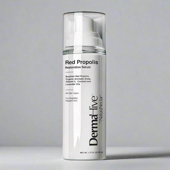 DermaHive - Red Propolis Restorative Serum with Vitamin E, Antioxidants & Lavender Oil, Anti Aging Face Serum for Women & Men, Antioxidant, Skin Repair, Glowing Skin, Scar Removal, Airless Pump - 50g