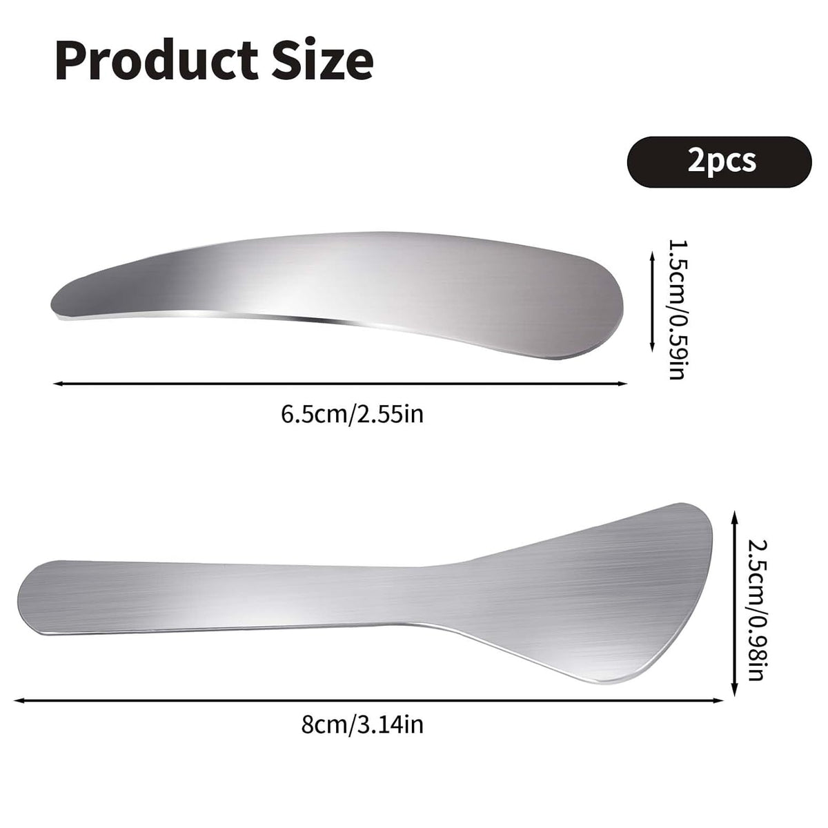 2Pcs Mini Metal Cosmetic Spatulas, Makeup Spatulas, Skincare Spatula, Cream Spatula, Beauty Accessories for Mixing and Sampling Plant Masks, Skin Care Creams, Eye Cream, Essences(Style 2)