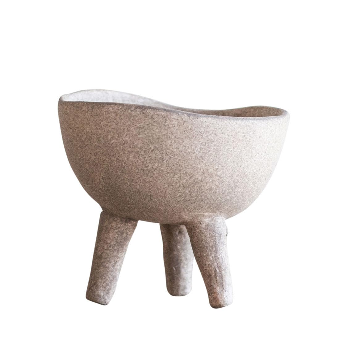 Creative Co-Op Boho Terracotta Footed Bowl with Organic Edge, Matte Taupe