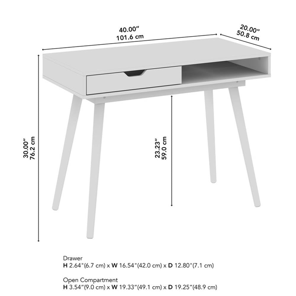 Bush Furniture Nora 40W Writing Desk in Natural Oak | Computer Table for Home Office Workspace or Entryway