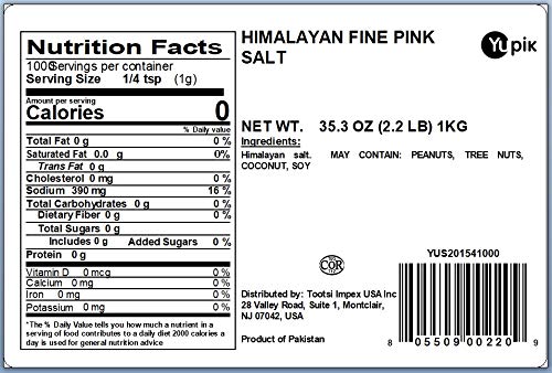 Yupik Himalayan Fine Pink Salt, 2.2 lb (35.2 oz), Gluten-Free, Kosher, H&-Mined, Mineral-Rich, Pure, Unrefined Pink Salt, Ideal for Cooking