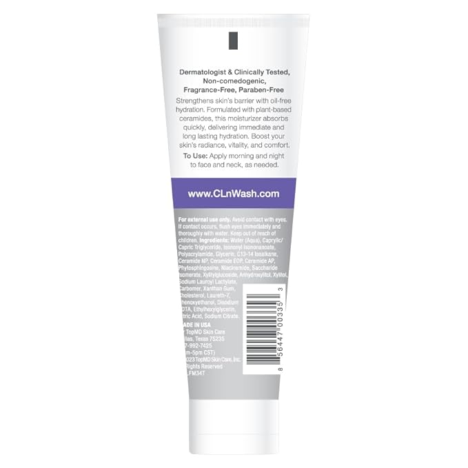 CLn® Facial Moisturizer - Soothes & Calms Skin, Helps Reduce Appearance of Redness, Locks in Moisture without Clogging Pores, Dermatologist & Clinically Tested, 3.4 oz.