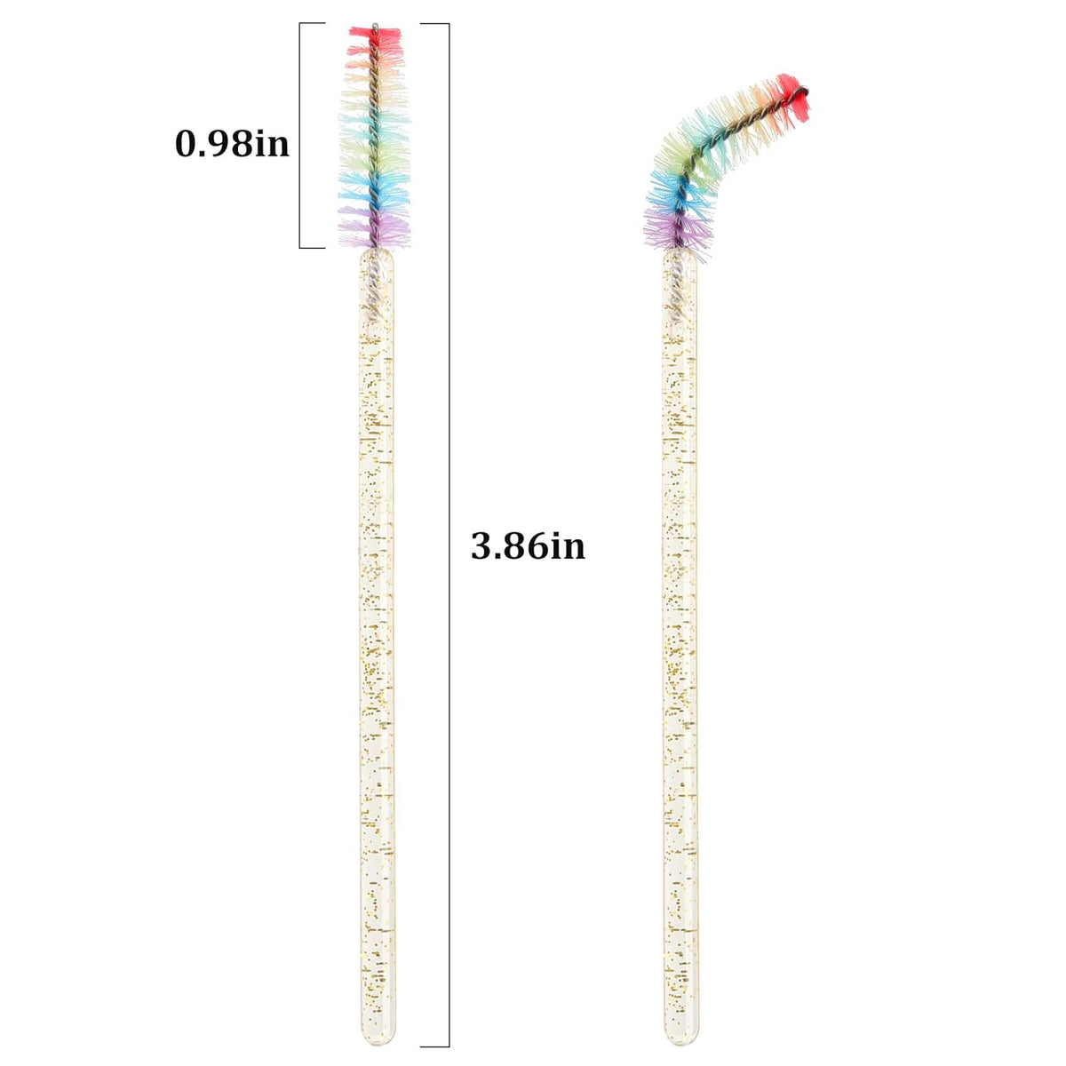 300PCS Disposable Mascara Wands Spoolie Brush Crystal Eyebrow Brushes Eyelash Extension Applicator Makeup Kits.myaokue-up (Rainbow Heads 6 Color Mix)