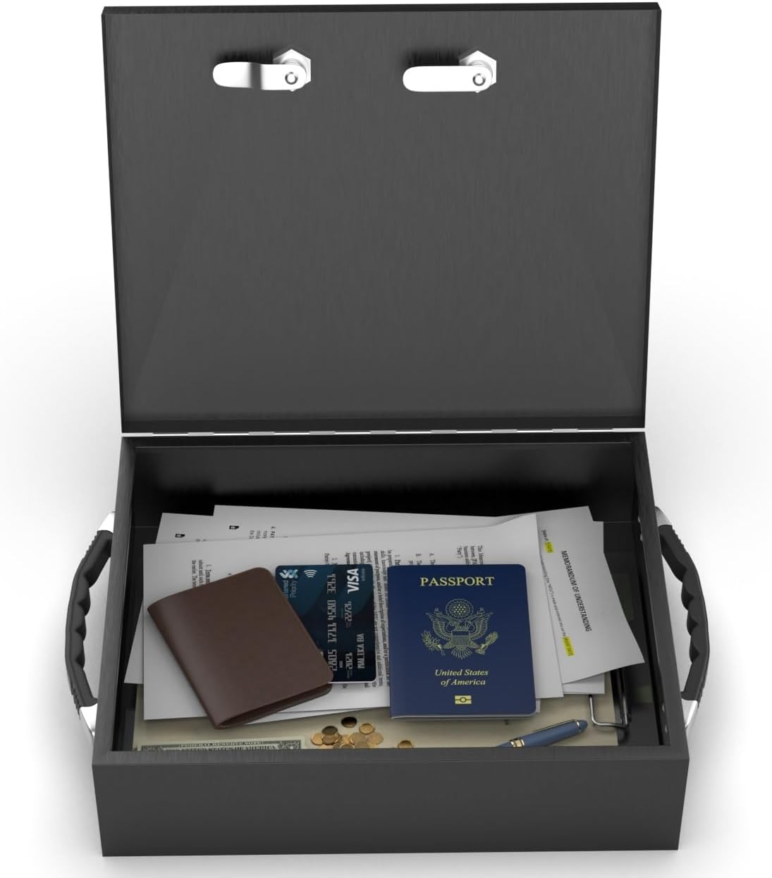 Fire Retardant Strong Box, Dual Combination and Key Lock Security Chest