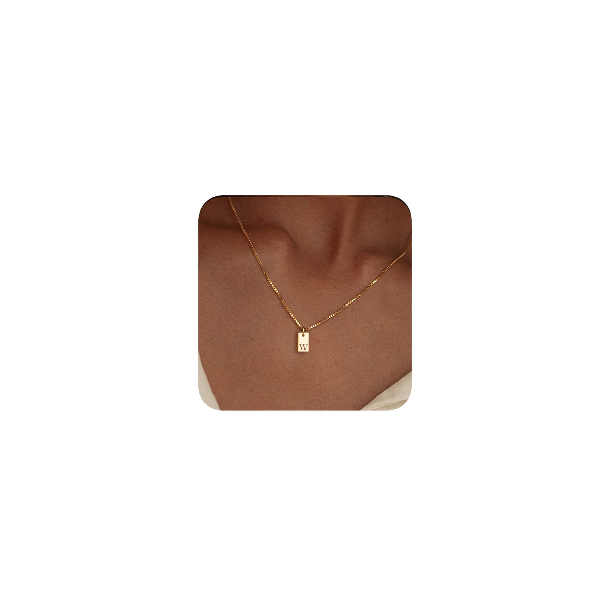 Initial Necklaces for Women 14K Gold Plated Letter Necklace Dainty Gold Name Necklace Personalized Initial Tag Pendant Necklace for Women Trendy Gold Jewelry
