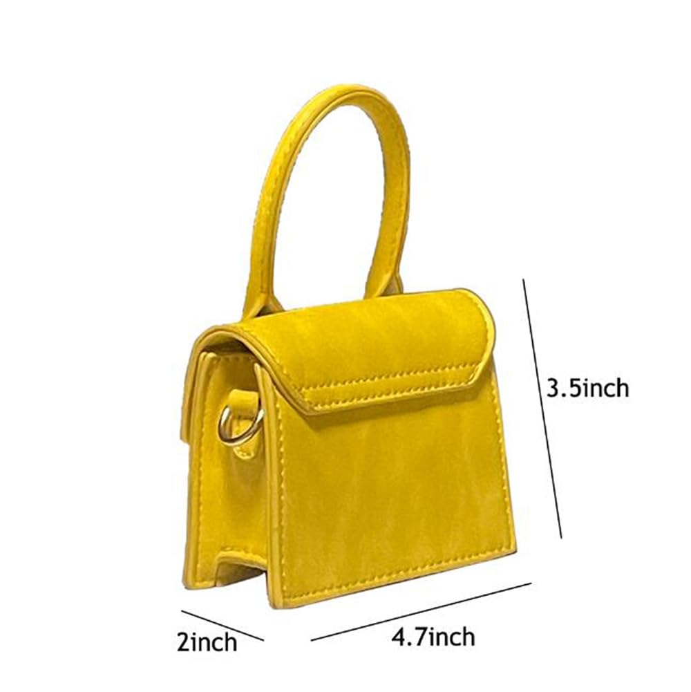 Cute Purse Mini Crossbody Bags for Women Top Handle Clutch Handbag (Yellow)