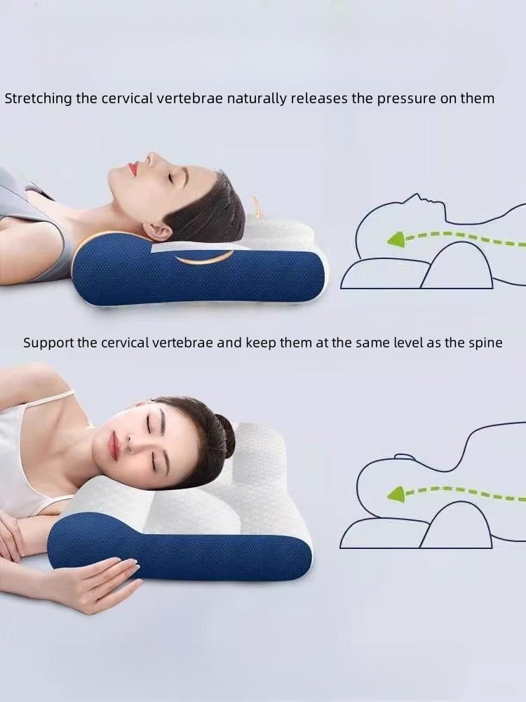 Ultra Fire Cervical Care Pillow - Ergonomic Pillow with Cervical Traction & Neck Support Pillows for Sleeping, Orthopedic Contour Cervical Pillow for All Positions (1, Green, 60 * 40cm)
