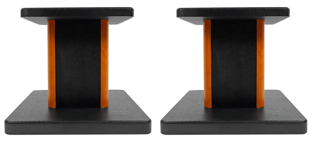 Rockville RHT8C (2) 8" Desktop Speaker Stands, 66 lbs. Capacity, Wood Finish, Resonance-Free, Cable Management, Isolation Pads, for Bookshelf/Studio Monitors